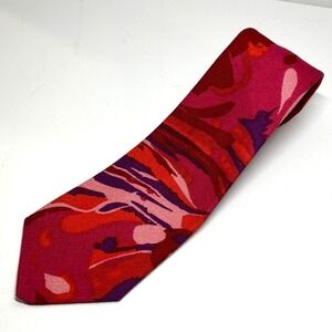 Rike's Necktie Mens OS Pink Red Vintage Abstract Cotton Psychedelic Vtg Hippie